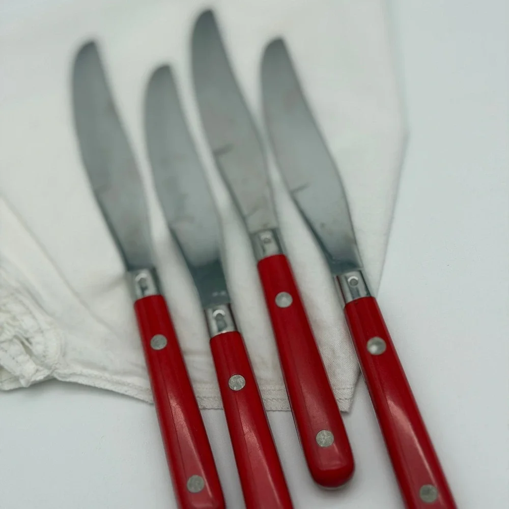 Washington Forge Mardi Gras Red Knives Set of 4 Stainless Steel Korea Rivets